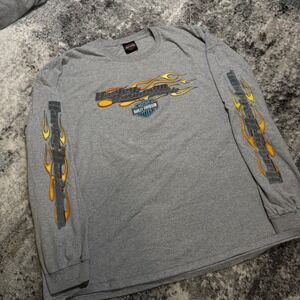 Harley-Davidson Mens Long Sleeve T-Shirt Gray Flame Graphic St‎ Paul MN 2XL
